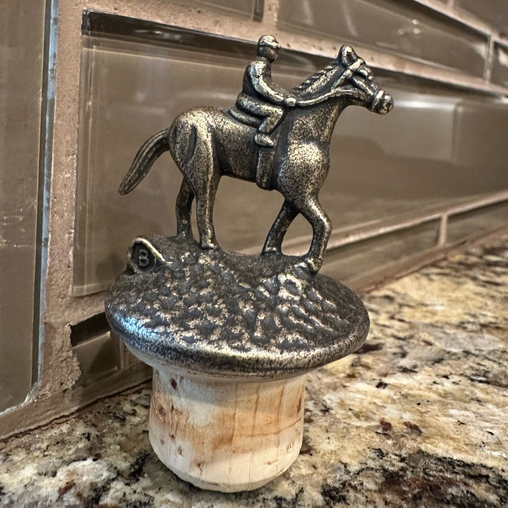 Collectible Blanton’s barrel bourbon Bottle Stopper in bronze “B” Starting Gate